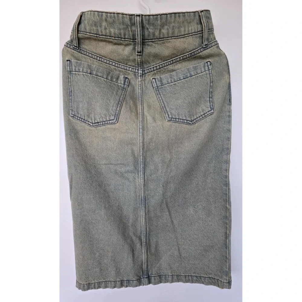 Plenty Jeans Midi Skirt Open Up Front W Sz 27 Y2K Grunge Preppy Bohemiem - Picture 4 of 14